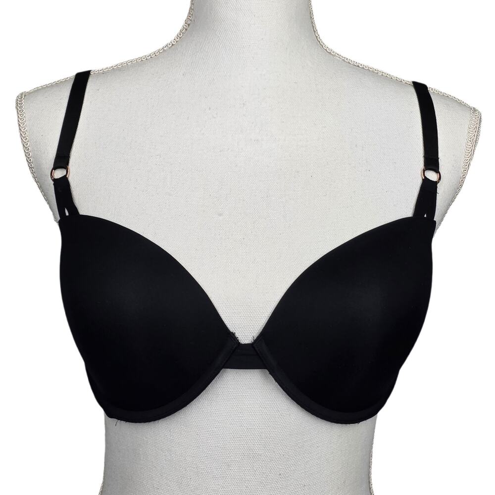 CALVIN KLEIN 34DD BLACK UNDERWIRE T‑SHIRT BRA – SMOOTH MOLDED CUPS